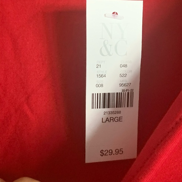 New York and Company Long Sleeve Red Top Size Large NWT - Picture 5 of 7
